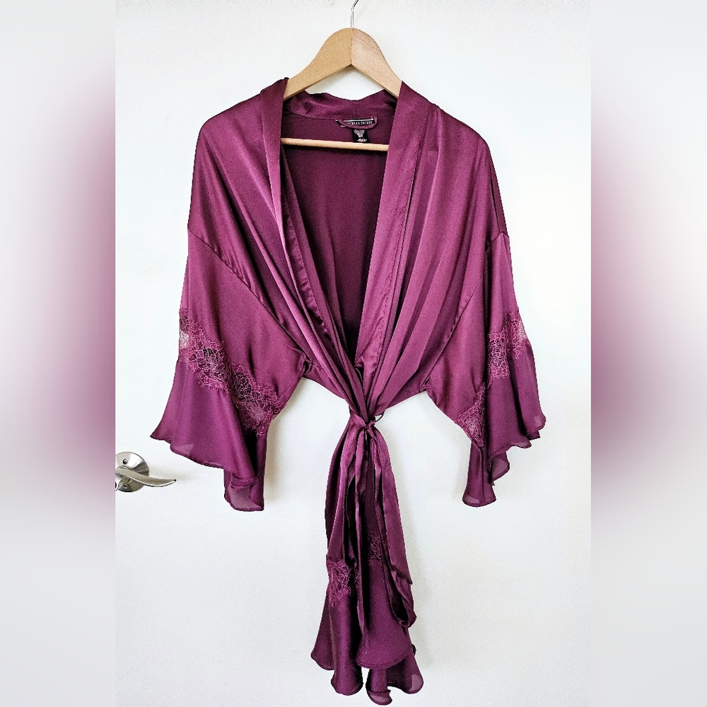 Victoria's Secret Plum Satin Tie-Front Robe